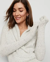 Ann Taylor Cashmere Donegal Shawl Collar Sweater Cream Speckle Women's