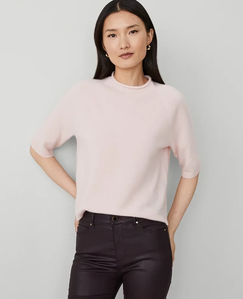 Ann Taylor Petite Cashmere Relaxed Roll Neck T-Shirt Women's