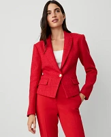 Ann Taylor Tweed Fitted Blazer Iconic Red Women's