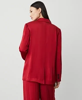 Ann Taylor The Longline Blazer Satin Gingham Red Women's