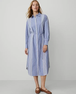 Ann Taylor Striped Midi Shirtdress Deep Grotto Women's