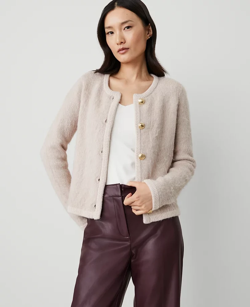 Ann Taylor Brushed Sweater Jacket Size Medium Light Mink Women's
