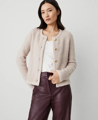 Ann Taylor Brushed Sweater Jacket Size Medium Light Mink Women's