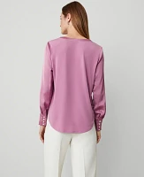 Ann Taylor Shine Woven Pleat Front Top Autumn Rose Women's