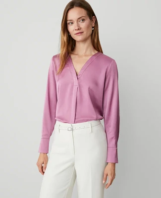 Ann Taylor Shine Woven Pleat Front Top Autumn Rose Women's