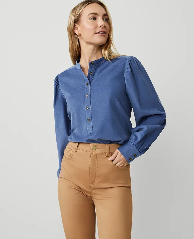 Ann Taylor Petite Puff Sleeve Popover Top Women's