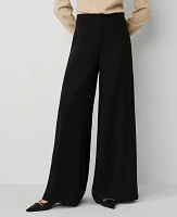 Ann Taylor The Petite Dramatic Wide-Leg Crepe Pant Black Women's