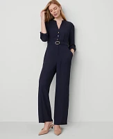 Ann Taylor Belted V-Neck Jumpsuit Night Sky Women's