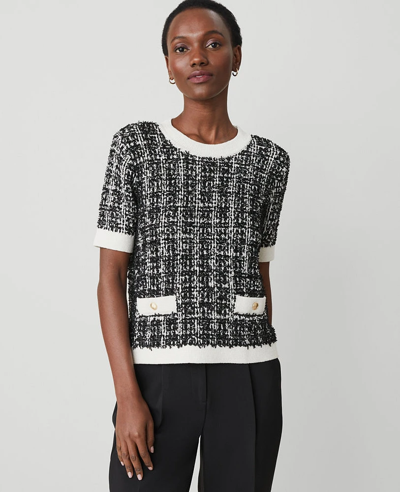 Ann Taylor Confetti Sweater Black/White Multi Women's