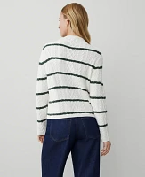 Ann Taylor Striped Mixed Cable Sweater White Multi Women's