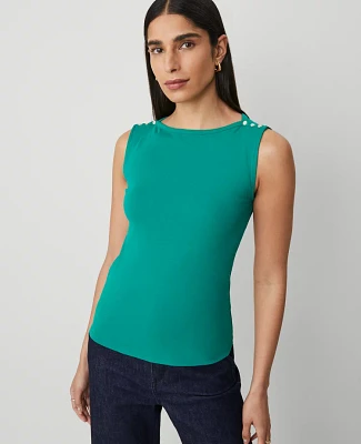 Ann Taylor Pearlized Snap Shoulder Shell Top Shady Glade Women's