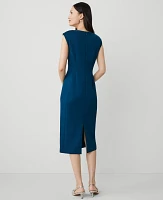 Ann Taylor The Petite Cap Sleeve Sheath Dress Double Knit Sea Storm Women's