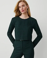 Ann Taylor Petite Plaid Long Sleeve Top Green Multi Women's