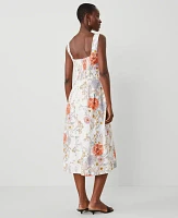 Ann Taylor Floral Square Neck Flare Dress Orchid Hush Women's