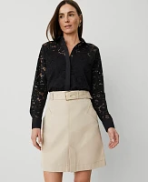 Ann Taylor Belted Utility Skirt Toasted Oat Women's