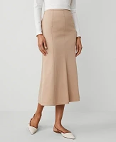 Ann Taylor Trumpet Midi Skirt Cappuccino Tan Women's