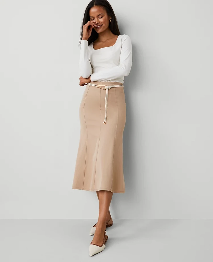 Ann Taylor Trumpet Midi Skirt Cappuccino Tan Women's