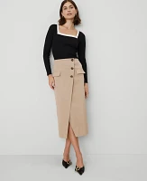 Ann Taylor Button Wrap Pocket Skirt Cappuccino Tan Women's