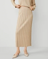 Ann Taylor Shimmer Ribbed Sweater Skirt Toasted Oat Women's