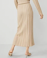 Ann Taylor Shimmer Ribbed Sweater Skirt Toasted Oat Women's