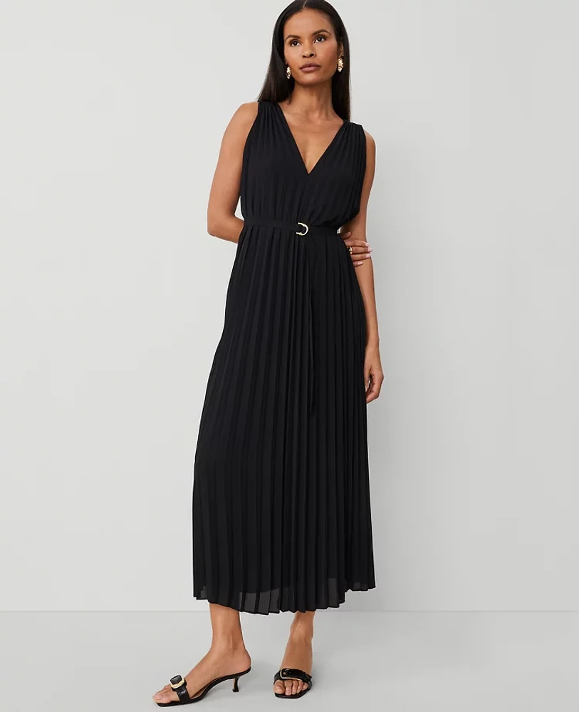 Ann Taylor Pleated Maxi Swing Dress Women's