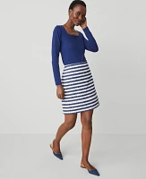 Ann Taylor Striped Bouclé Tweed Skirt Blue/White Combo Women's