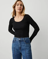 Ann Taylor Petite Long Sleeve Scoop Neck T-Shirt Women's