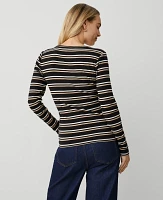 Ann Taylor Petite Stripe Henley Top Women's