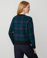 Ann Taylor Petite Plaid Sweater Rainforest Women's