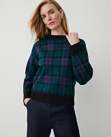 Ann Taylor Petite Plaid Sweater Rainforest Women's