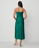 Ann Taylor Petite Satin Cowl-Neck Slip Dress Jewel Green Women's