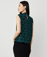 Ann Taylor Geo Bow Sleeveless Blouse Jewel Green Women's