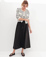 Ann Taylor Voile Drawstring Midi Skirt Black Women's