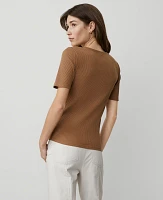 Ann Taylor Ribbed Henley Top Women's