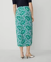 Ann Taylor Floral Ruched Midi Skirt Mellow Mint Women's