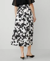 Ann Taylor Floral Satin Maxi Skirt Black Women's