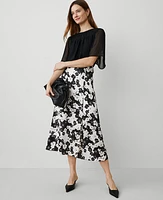 Ann Taylor Floral Satin Maxi Skirt Black Women's