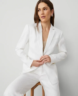 Ann Taylor The One-Button Blazer Linen Blend White Women's