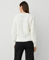 Ann Taylor Petite Cable Chunky Neck Sweater Winter White Women's