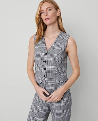 Ann Taylor The Tailored Vest Plaid Black Women's