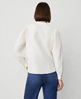 Ann Taylor Half-Placket Button Top Winter White Women's