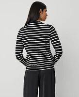 Ann Taylor Stripe Cardigan Black Women's