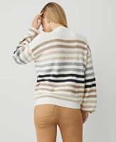 Ann Taylor Petite Multi Stripe Wide Sleeve Sweater Winter White Women's