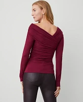 Ann Taylor Asymmetric Ruched Top Rich Mulberry Women's