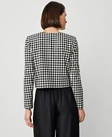 Ann Taylor Houndstooth Double-Breasted Jacket Black/White Multi Women's