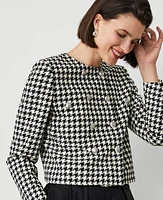 Ann Taylor Houndstooth Double-Breasted Jacket Black/White Multi Women's