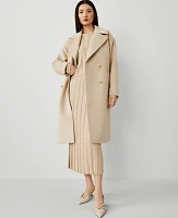 Ann Taylor Petite Relaxed Cocoon Double-Breasted Coat Size Large Butter Pecan Melange Women's