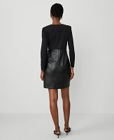 Ann Taylor Petite Faux Leather Skirt Dress Black Women's