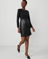 Ann Taylor Petite Faux Leather Skirt Dress Black Women's