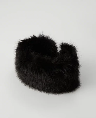 Ann Taylor Faux-Fur Ear Warmer Black Women's